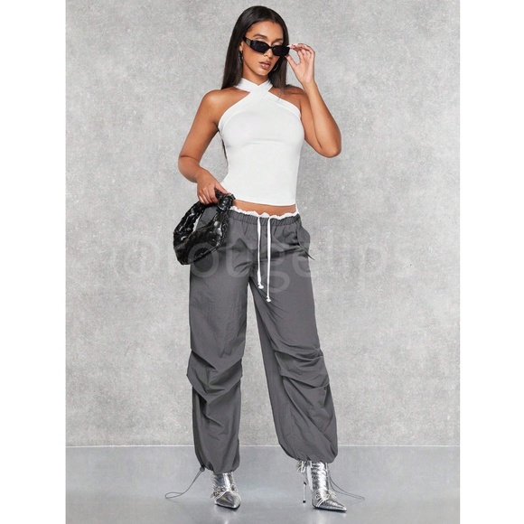 White Halter Tank Top Criss Cross Slim Fit - Picture 6 of 8